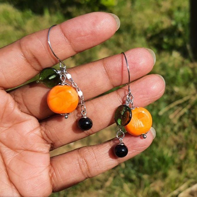 Boucles d'oreilles "fruitée" en verre
