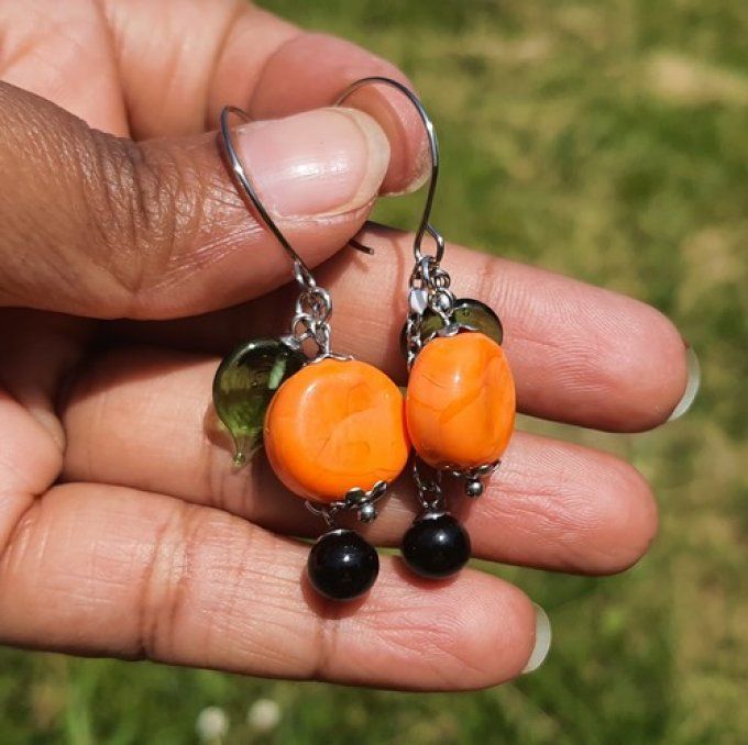 Boucles d'oreilles "fruitée" en verre