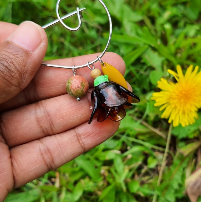 **Grand Rosier** Broche en verre filée à la flamme 