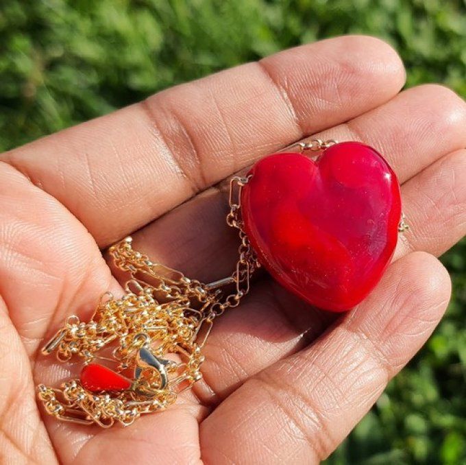 Pendentif "Coeur" en verre de Murano